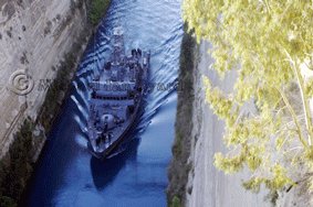 Greek Warship in Corinth Canal